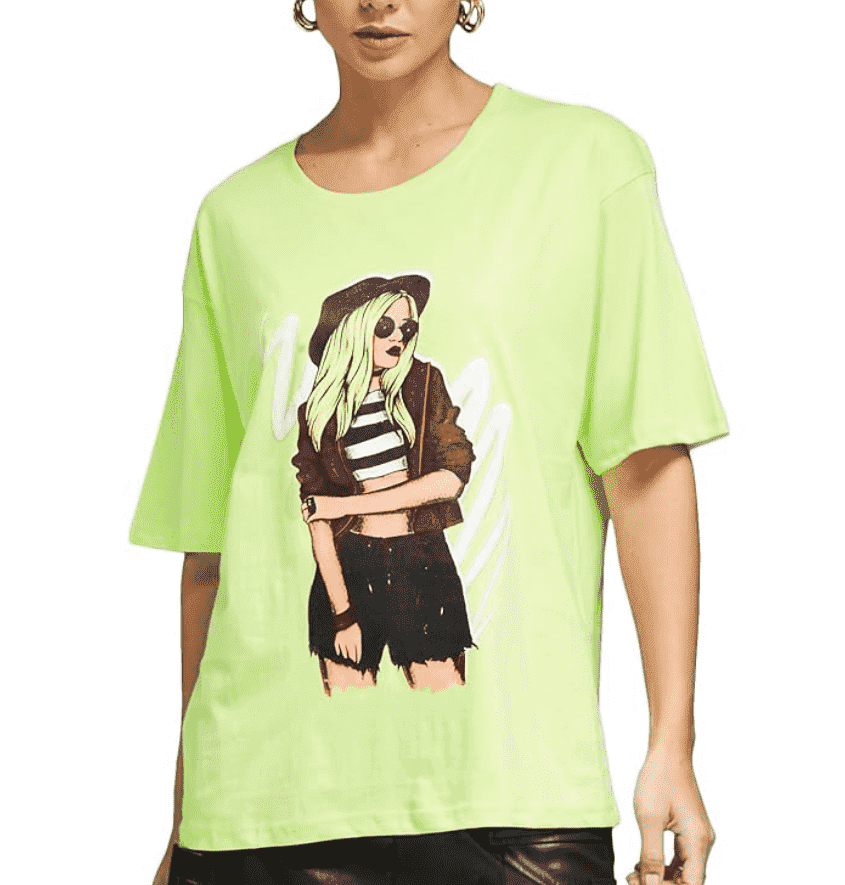 Manufacturer, Exporter, Importer, Supplier, Wholesaler, Retailer, Trader of Women Cotton Printed T-Shirt in Gurgaon, Haryana, India.